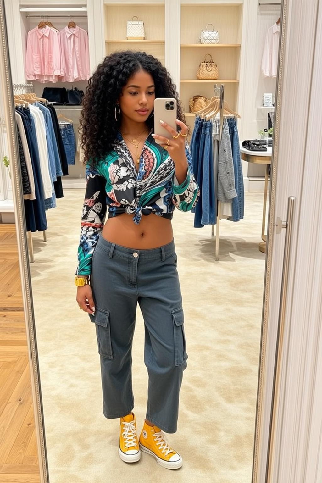Y2k Young Stands Facing Mirror Taking Selfie