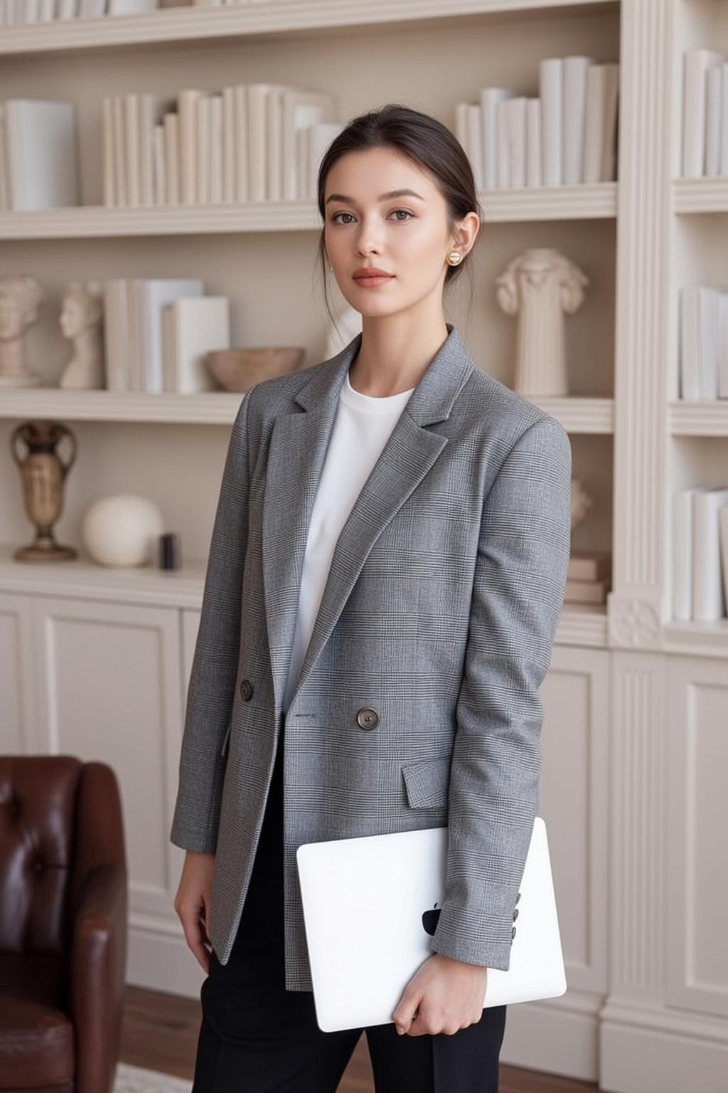 Luxury Young Dark Brown Pulled Back Fair
