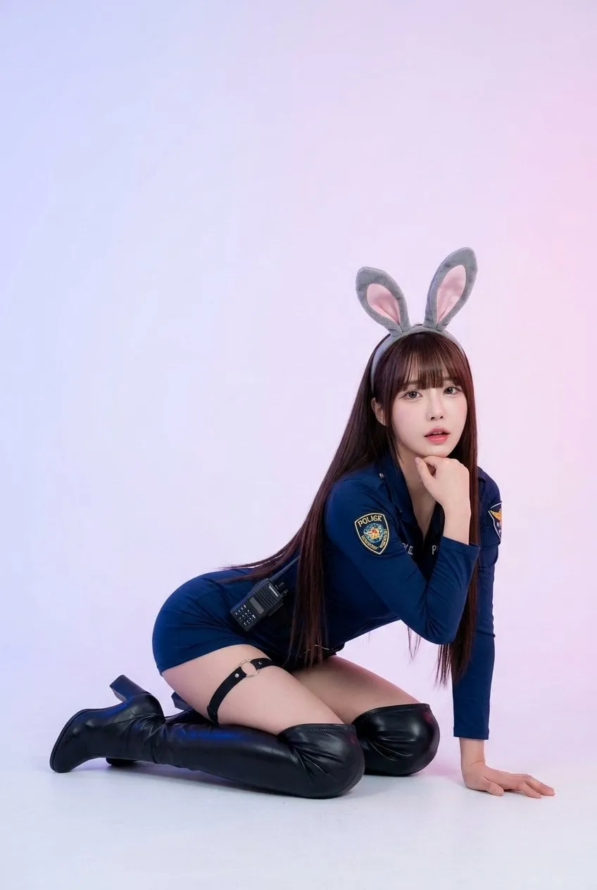 Korean Influencer Police Uniform Studio