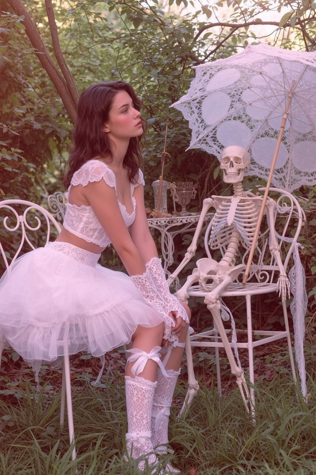 Lace Skirt Garden Scene