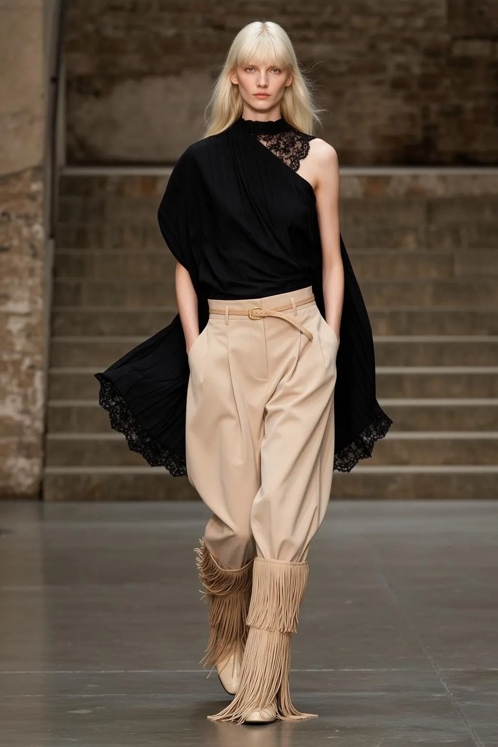 Fashion Week Young Long Straight Blonde Hair