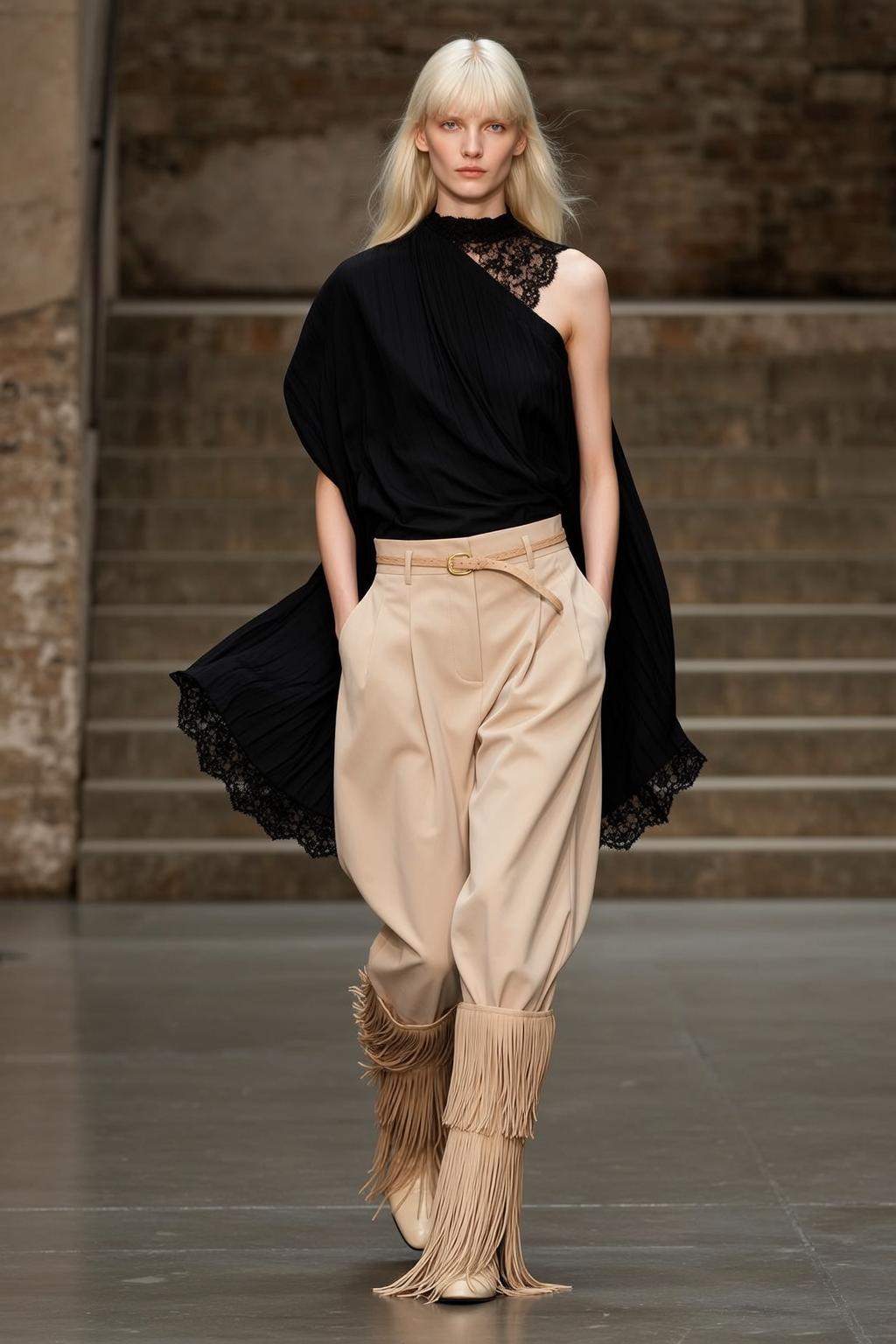 Fashion Week Young Long Straight Blonde Hair