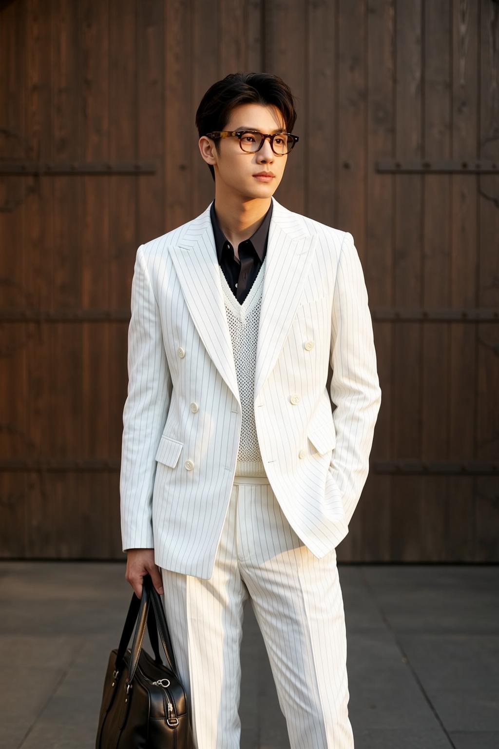 Young Black Short Fair Collared Shirt White