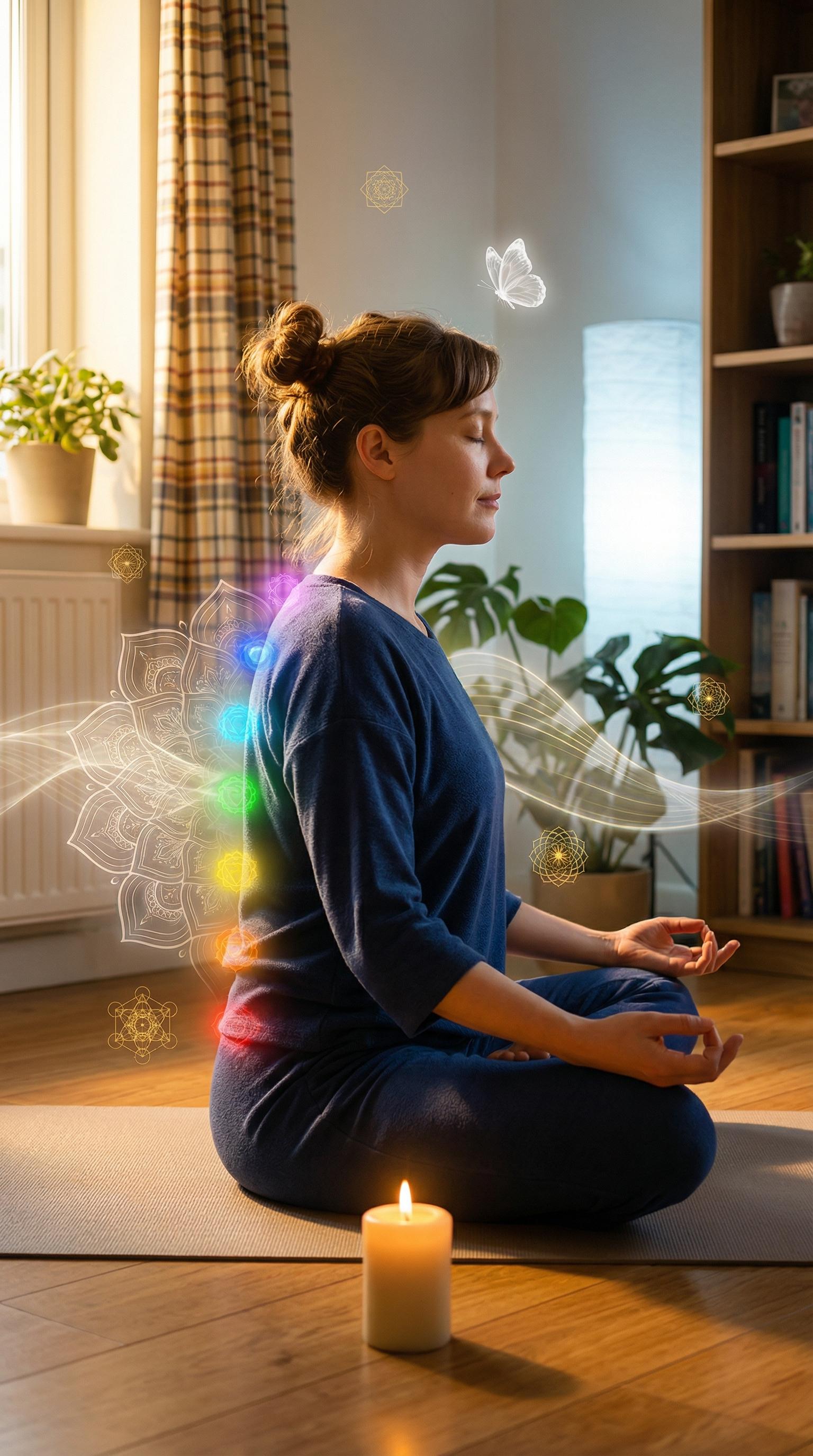 Yoga Mat Lotus Pose Warm Light