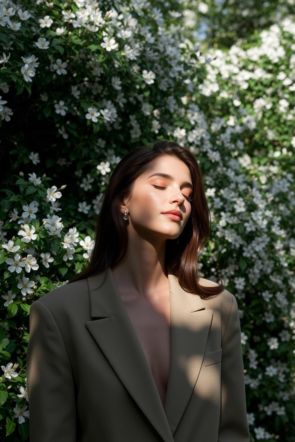 Beige Blazer Sunlit Portrait