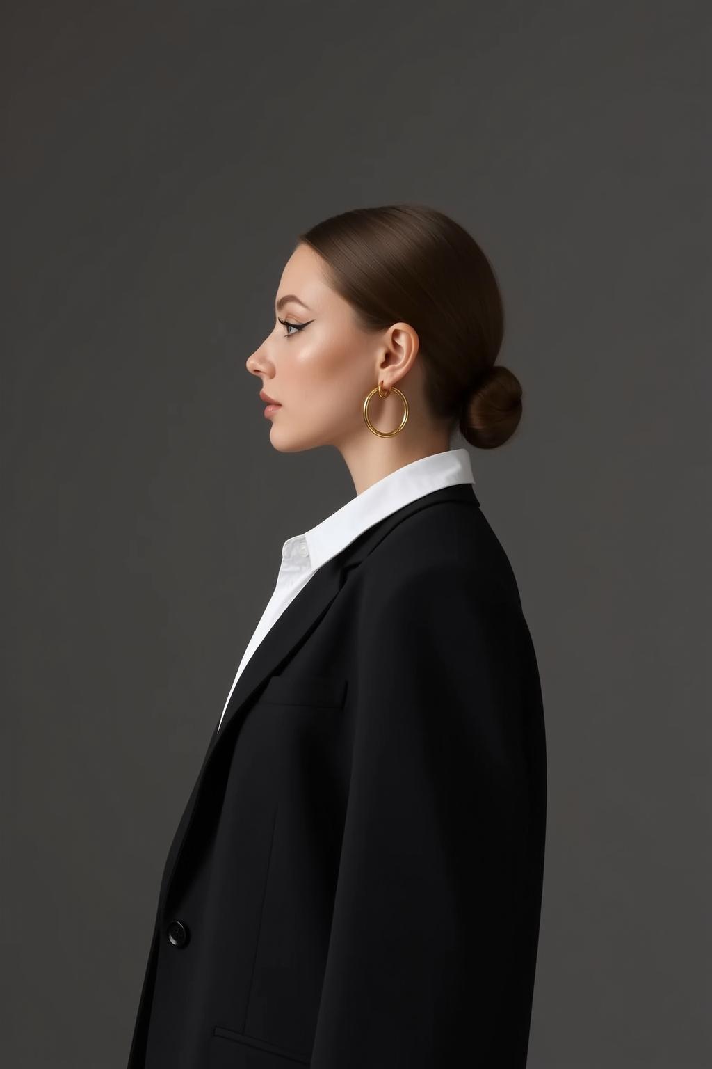 Luxury Brown Pulled Back Bun Fair White