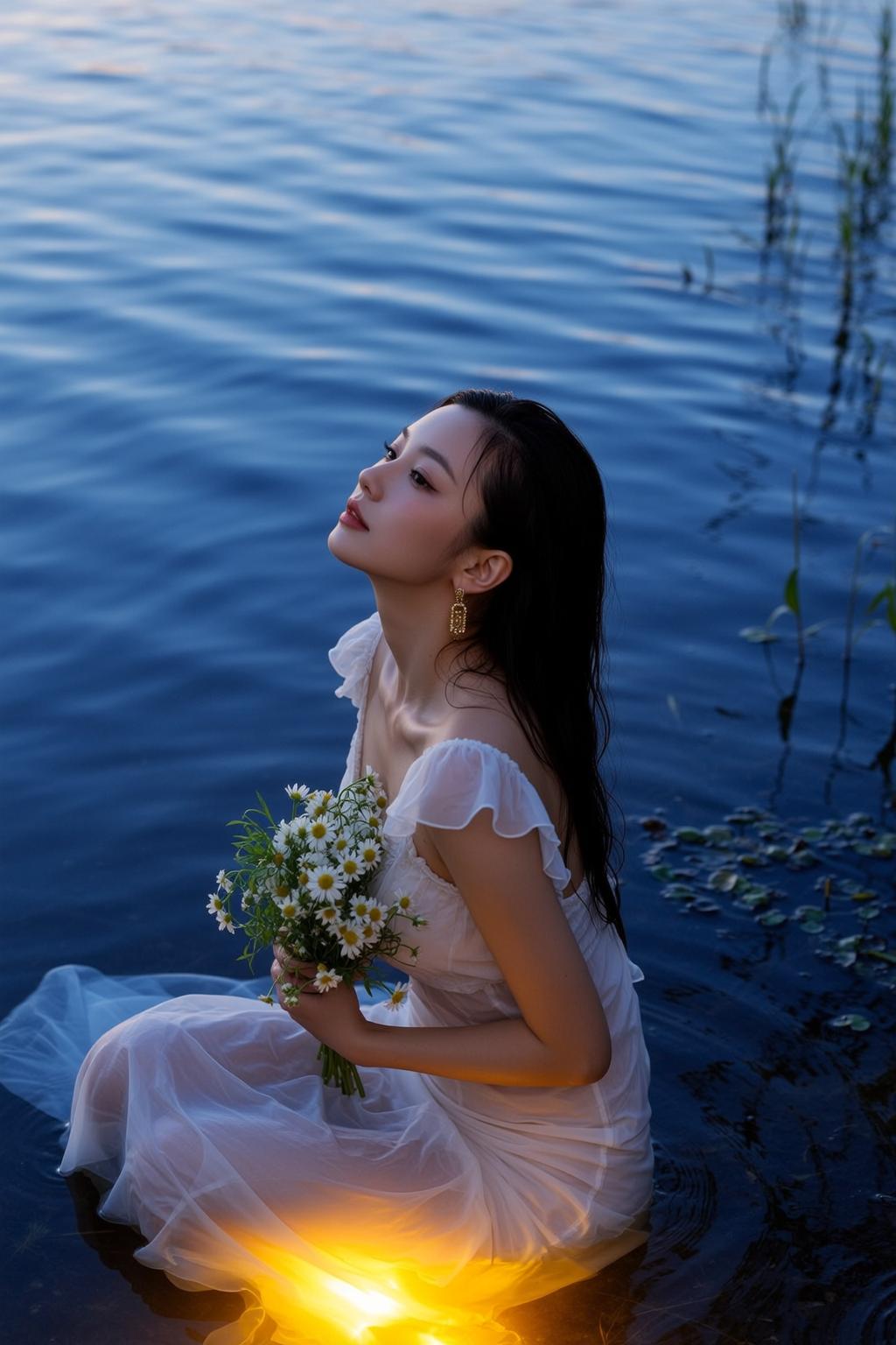 Ethereal Young East Asian Long Dark Wet