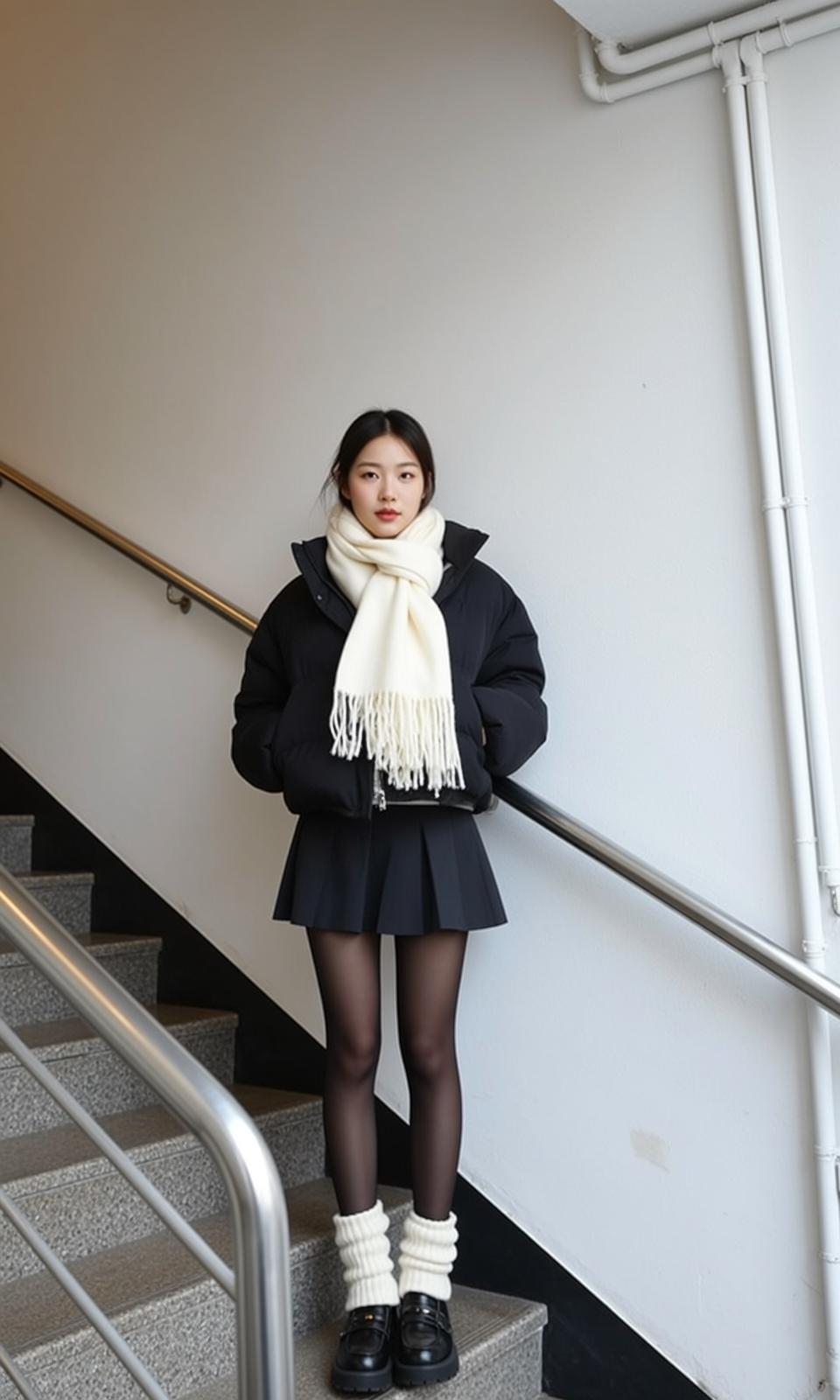 Acubi Young Stands Facing Forward Concrete Staircase