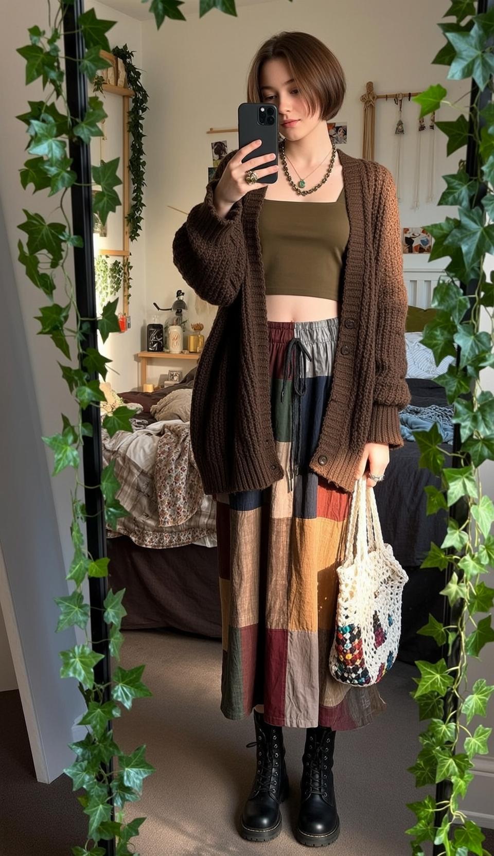 Indie Young Short Brown Bob Fair Olive
