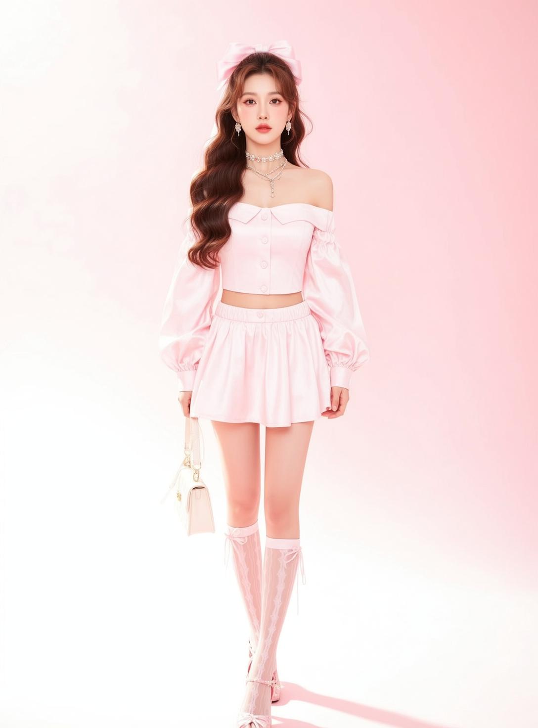 Pink Bow Skirt Street Style