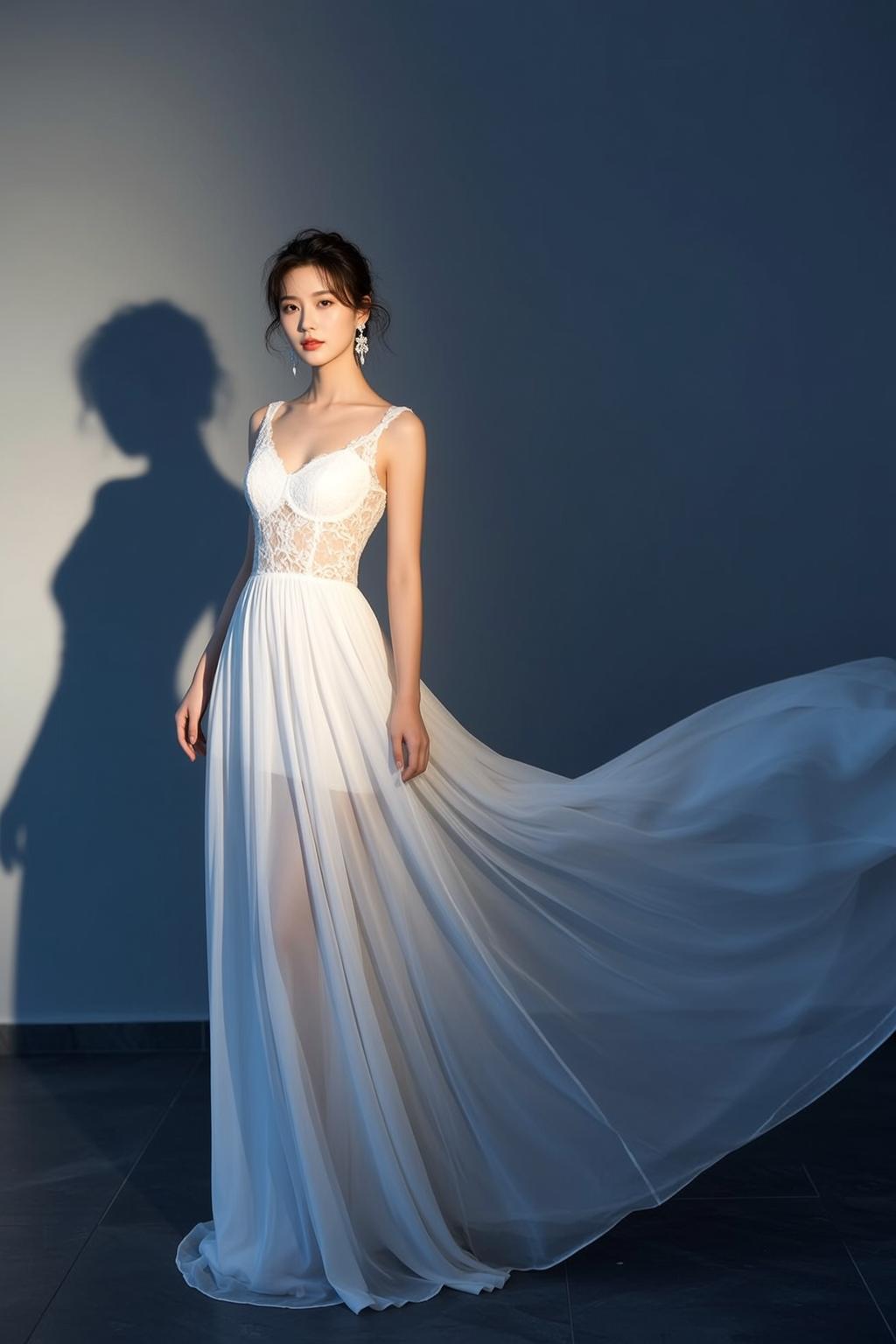 White Lace Bustier Sheer Skirt Studio
