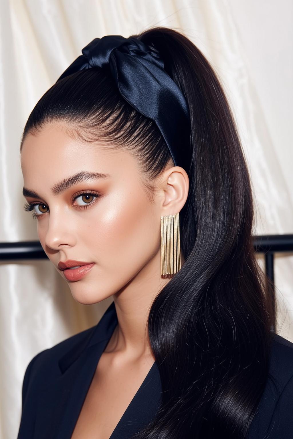 Hair Salon Young Long Dark Sleek Ponytail