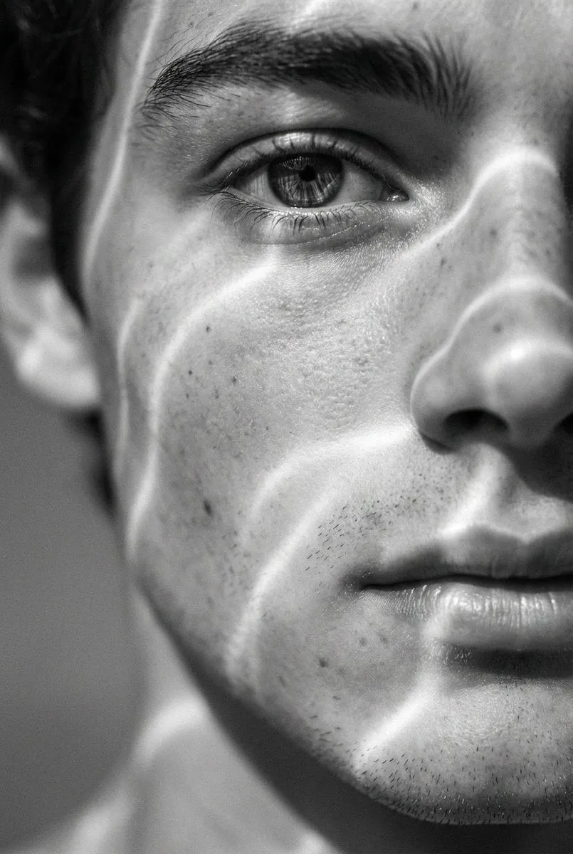 Eye Cheekbone Lips Bright Sunlight Reflections