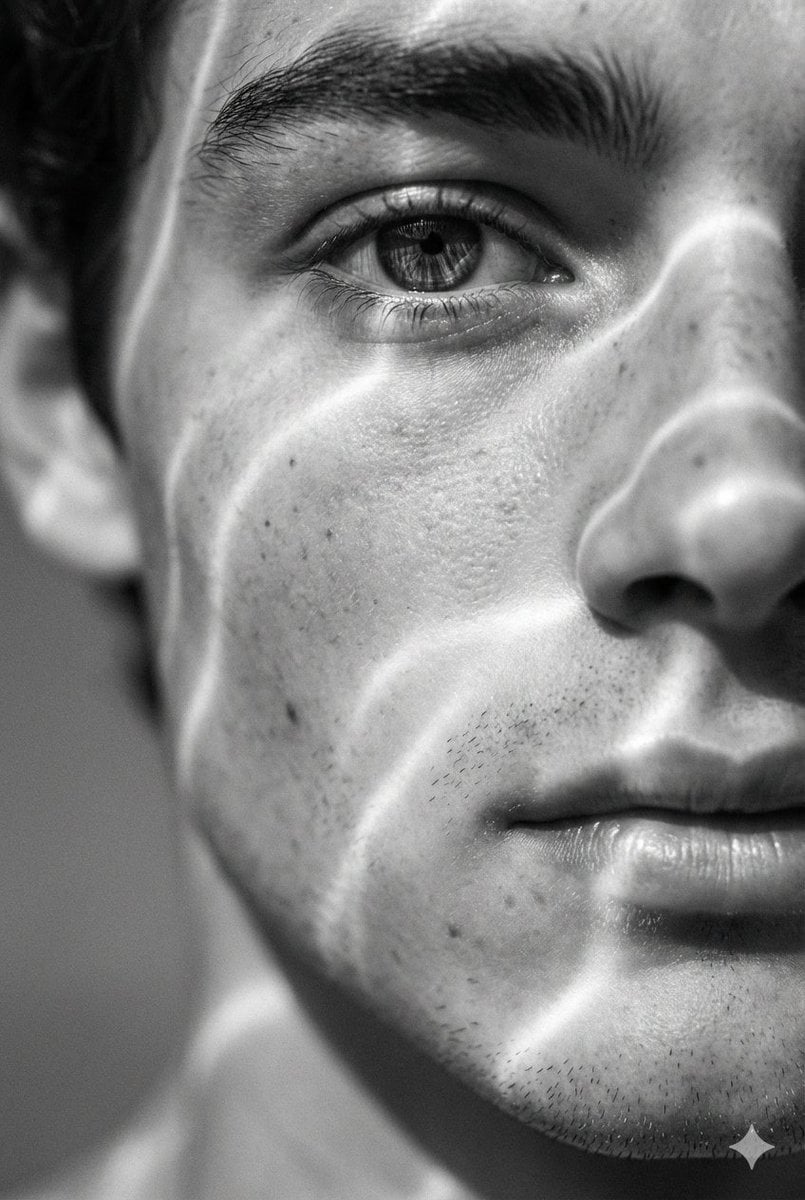 Eye Cheekbone Lips Bright Sunlight Reflections