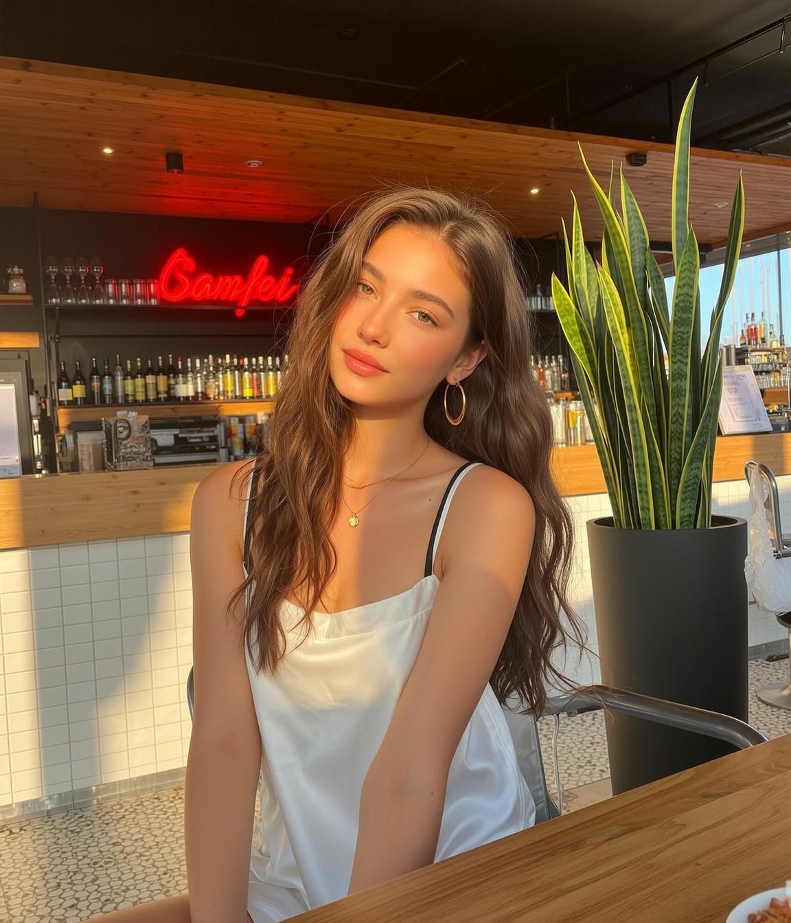White Slip Dress Golden Hour