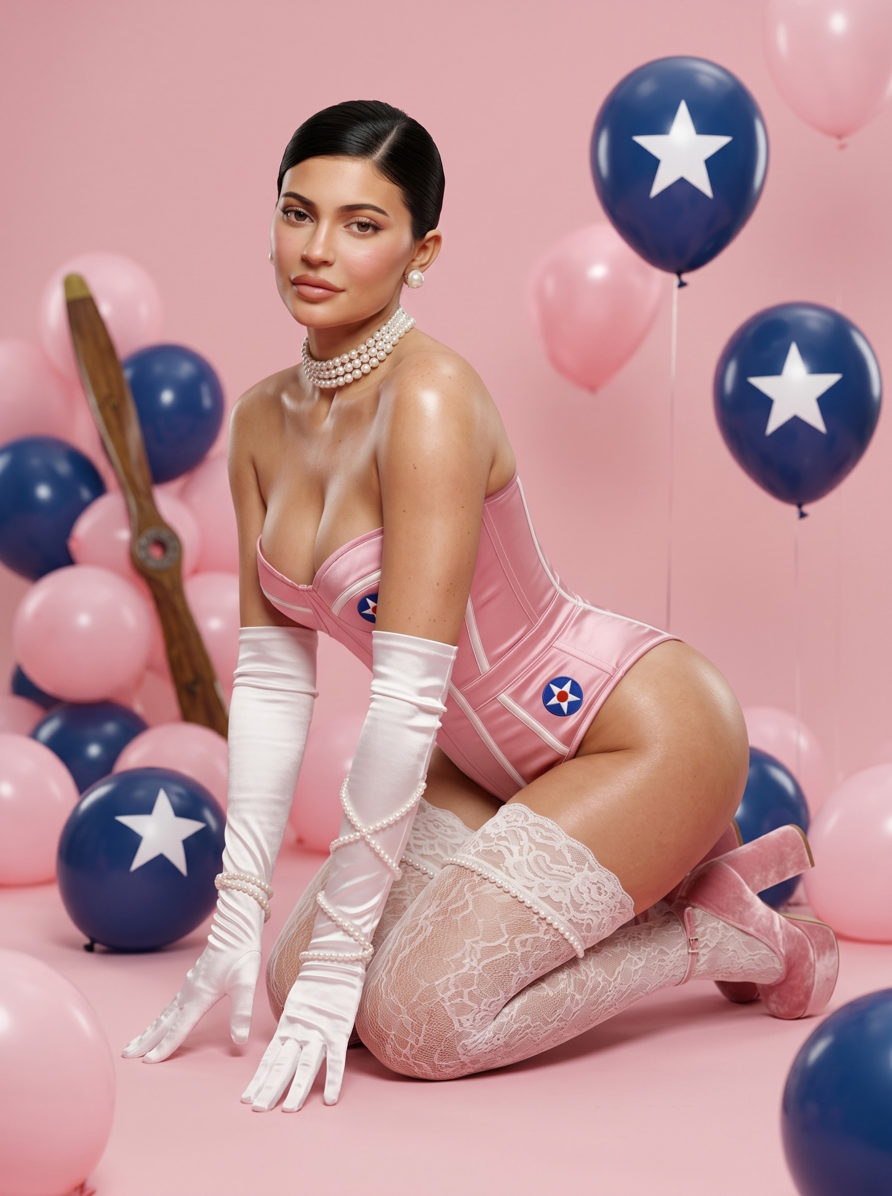 Pastel High Fashion Woman In Studio