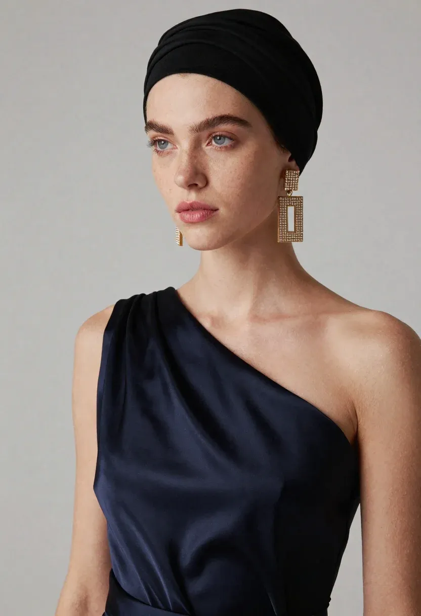 High-fashion Portrait Woman With Fair Skin And Freckles Looking Slightly