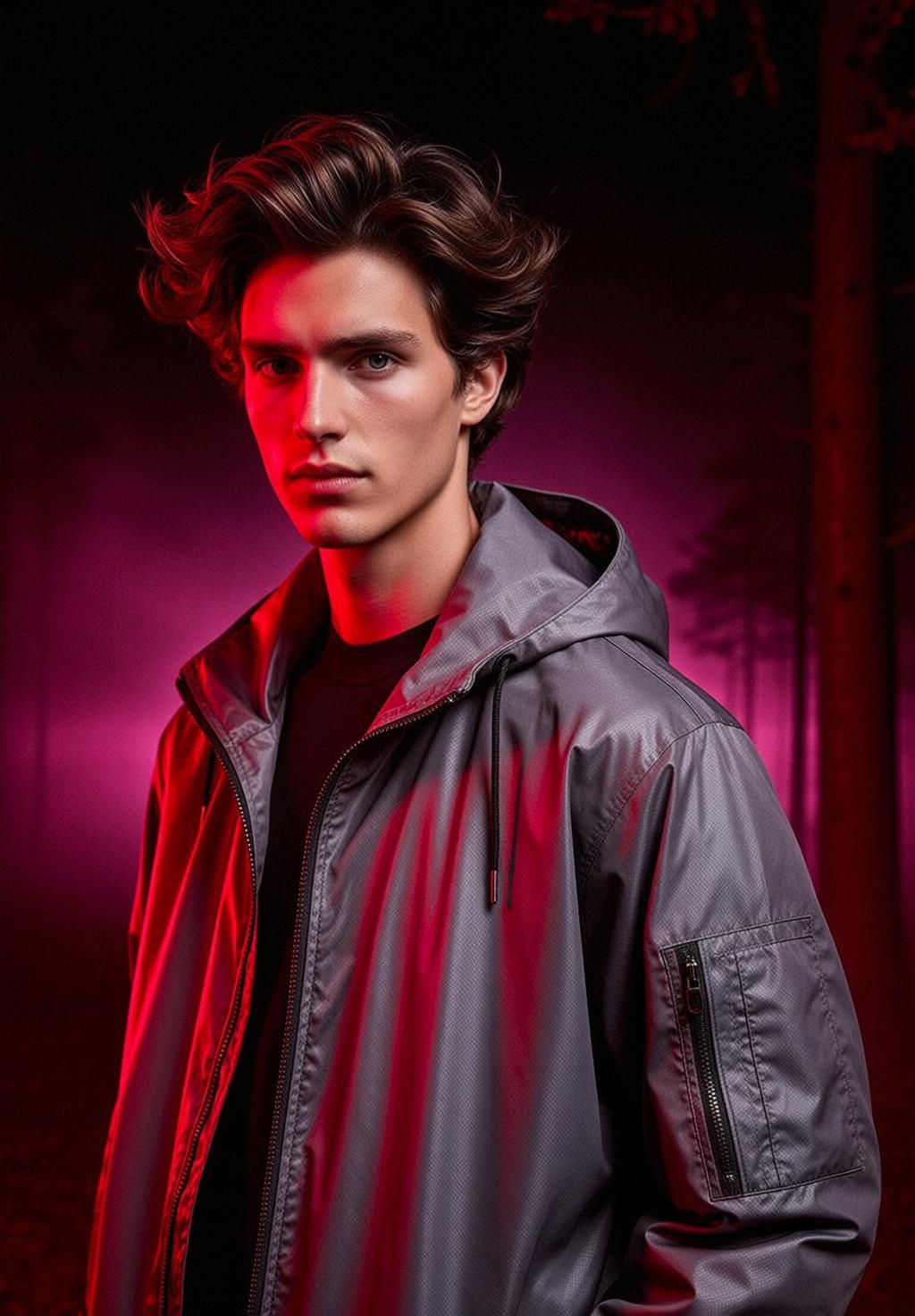 Forest Night Hooded Jacket Look