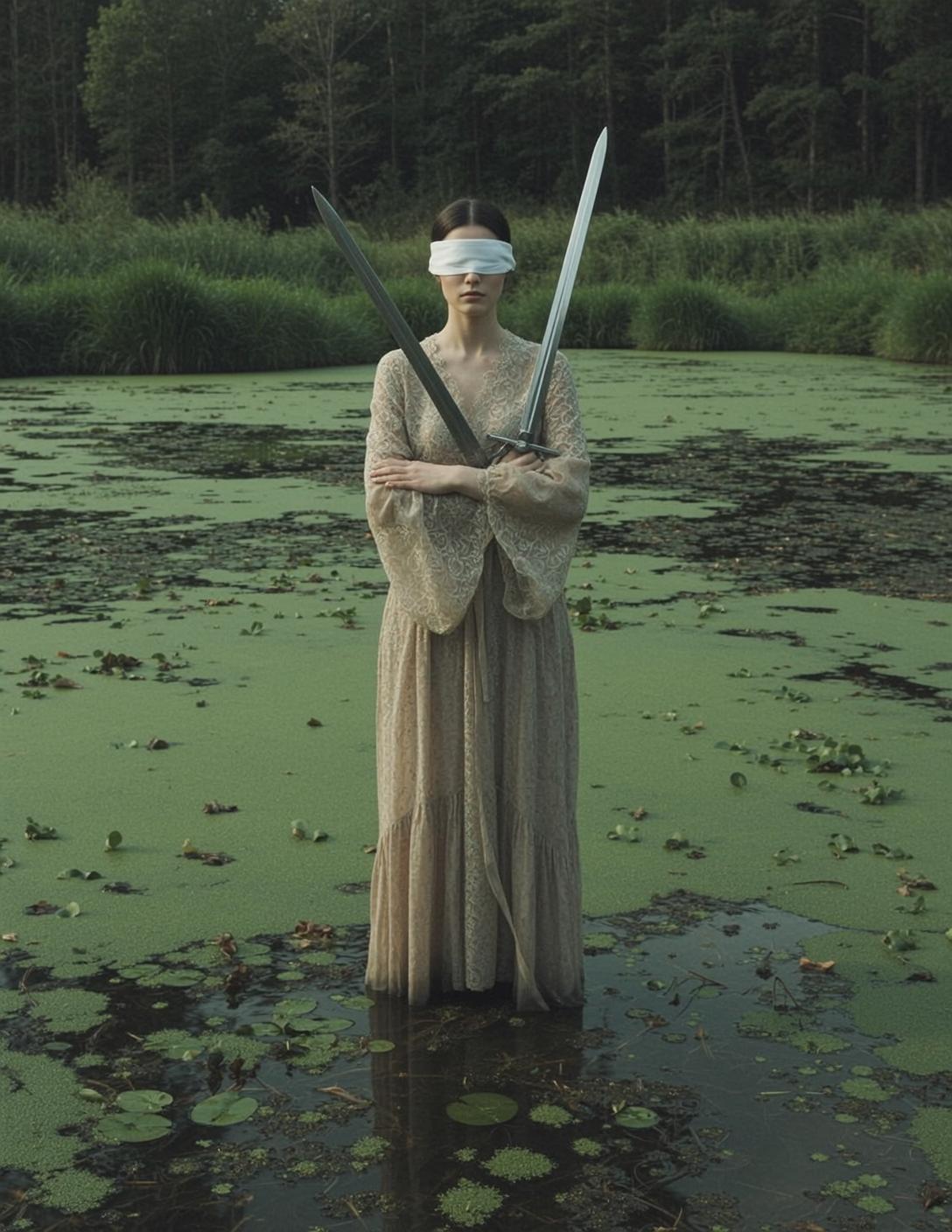 Blindfold Swords Swamp Scene