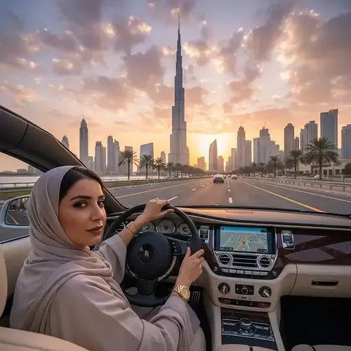 Luxus Und Mobilit Frau Einem Luxusauto Eine Arabische Frau Einem