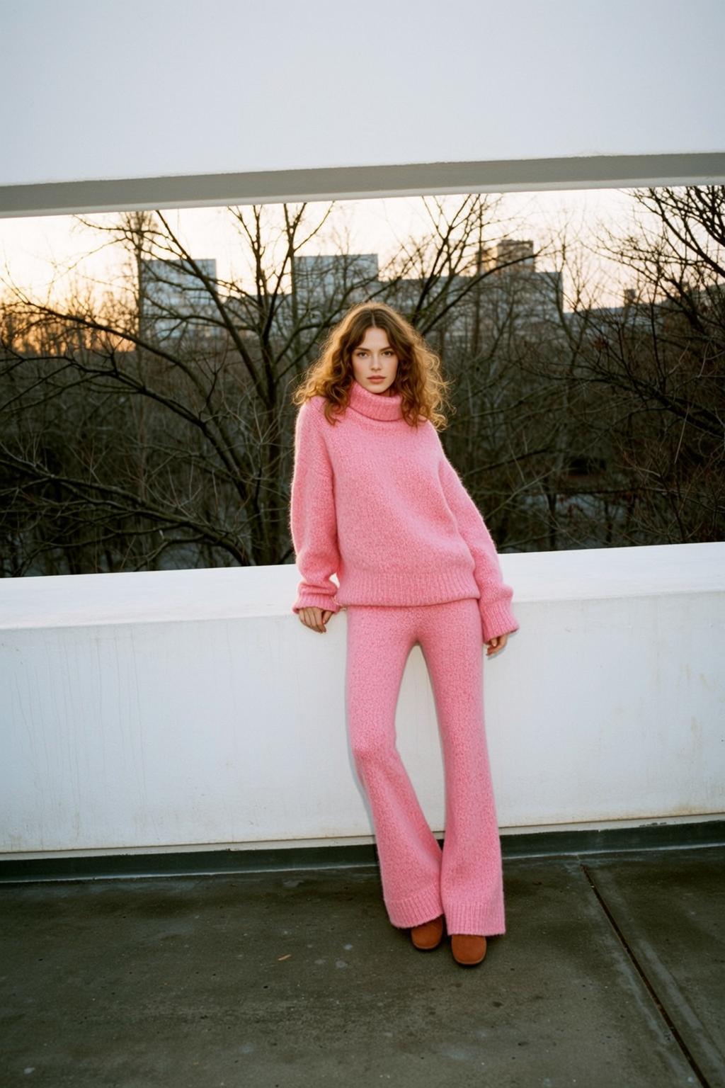 Pink Knit Rooftop Look