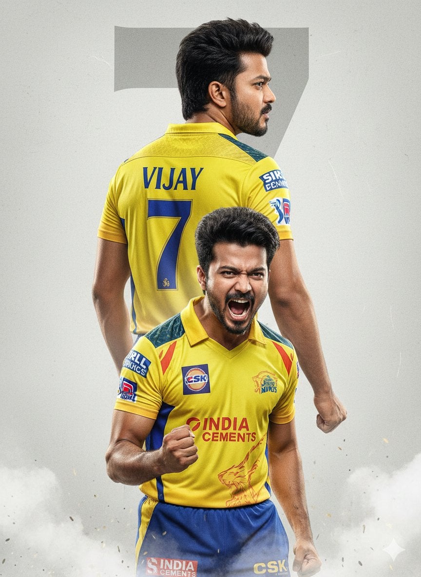 Chennai Super Kings Cricketer Triple Layer Cinematic Layout
