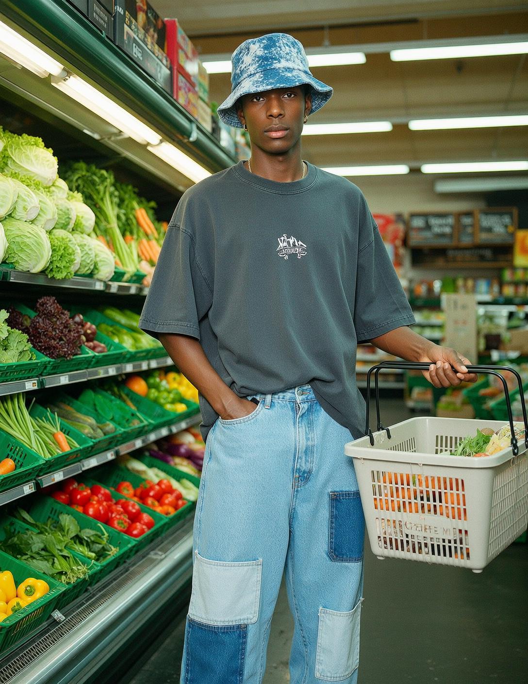 Grocery Aisle Basket Portrait