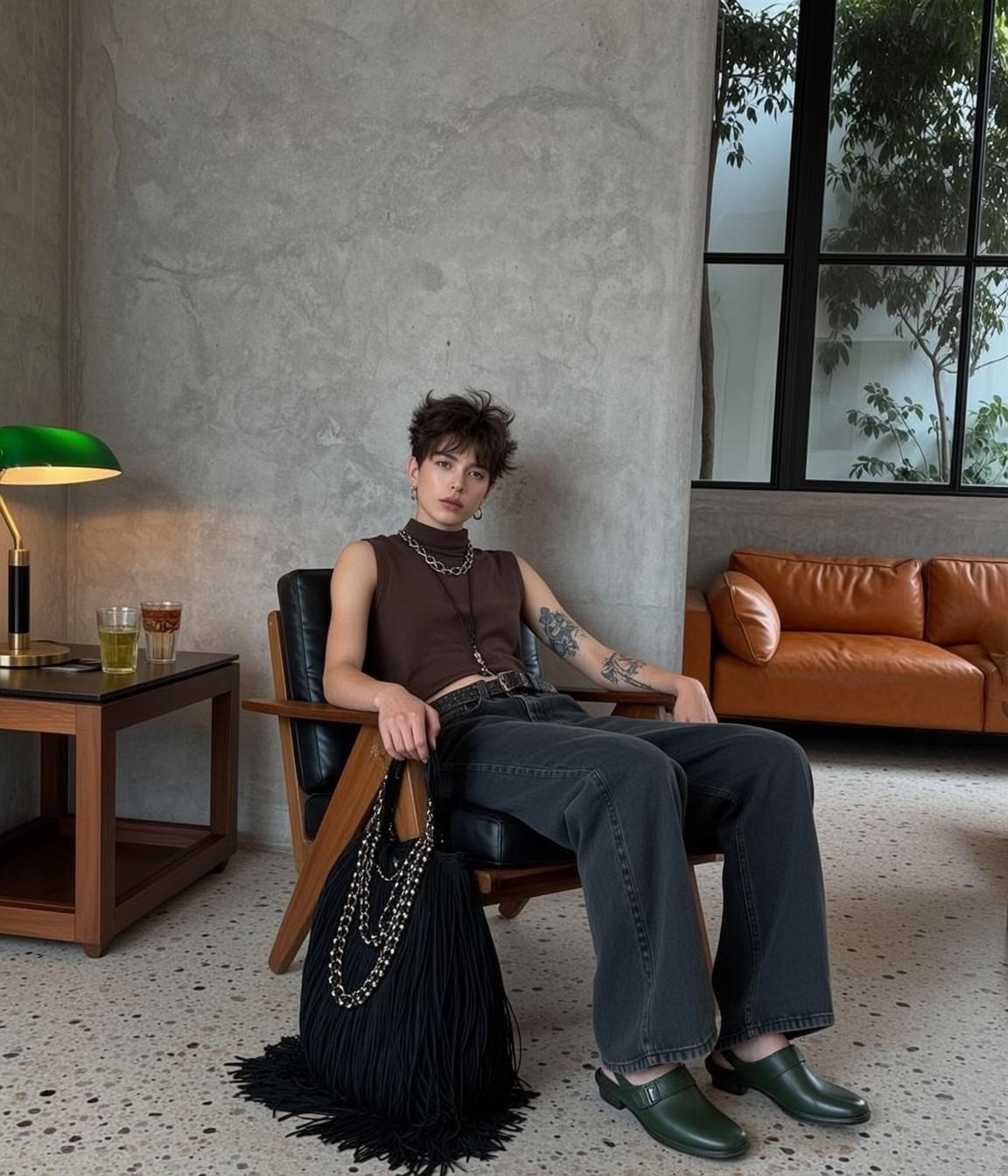 Casual Young Short Messy Brown Pale Sleeveless