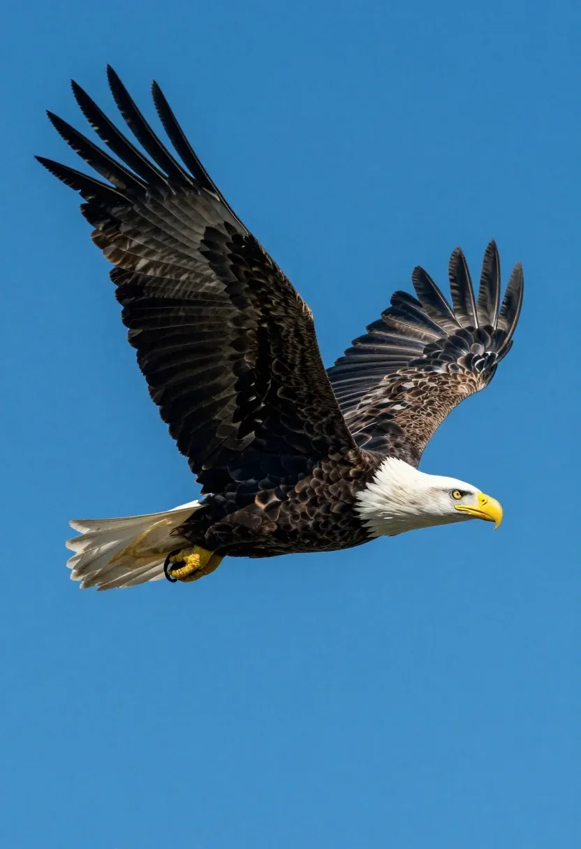 Majestic Bald Eagle Soaring Through The Sky With Wings Fully
