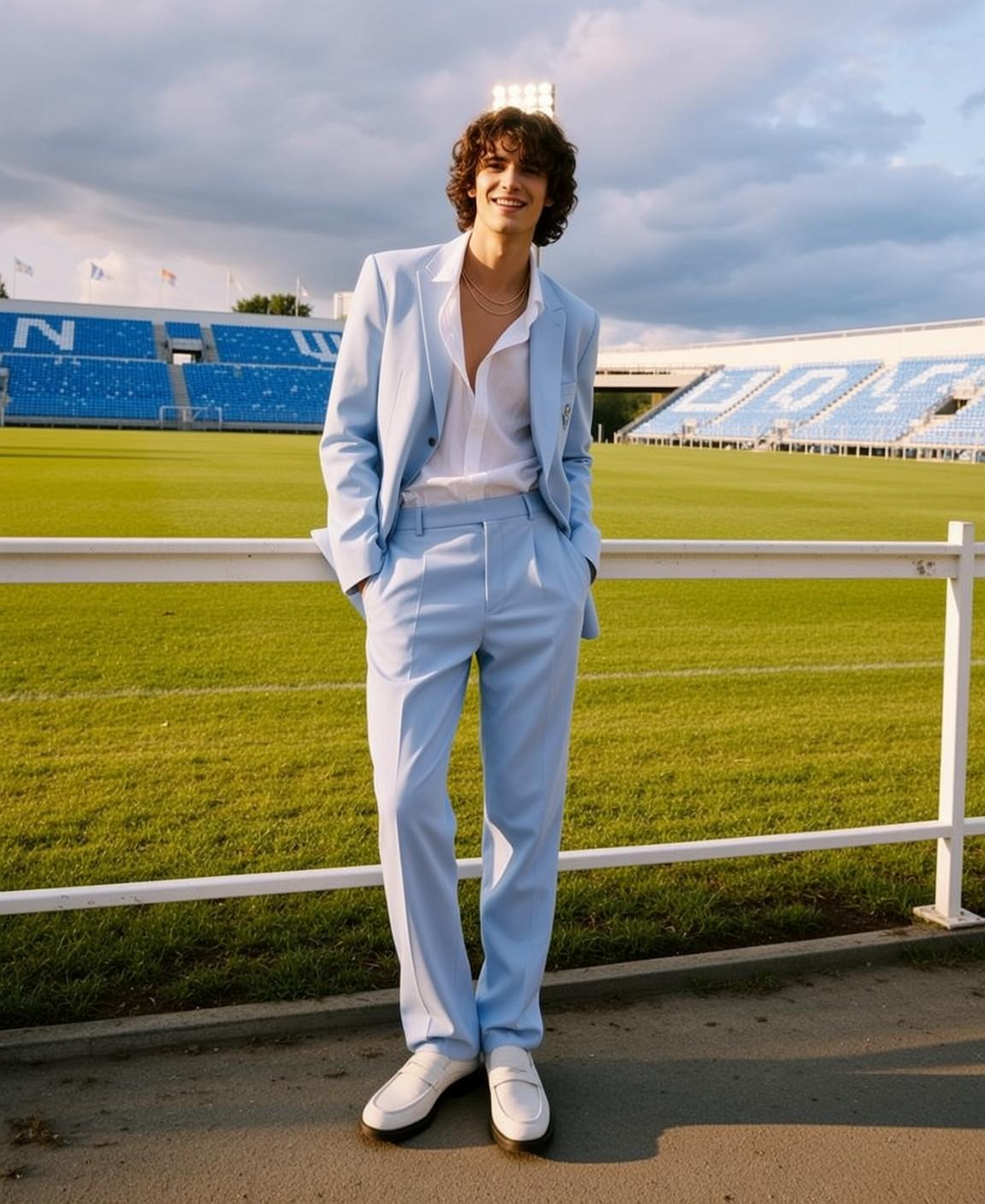 Light Blue Suit Stadium Smile