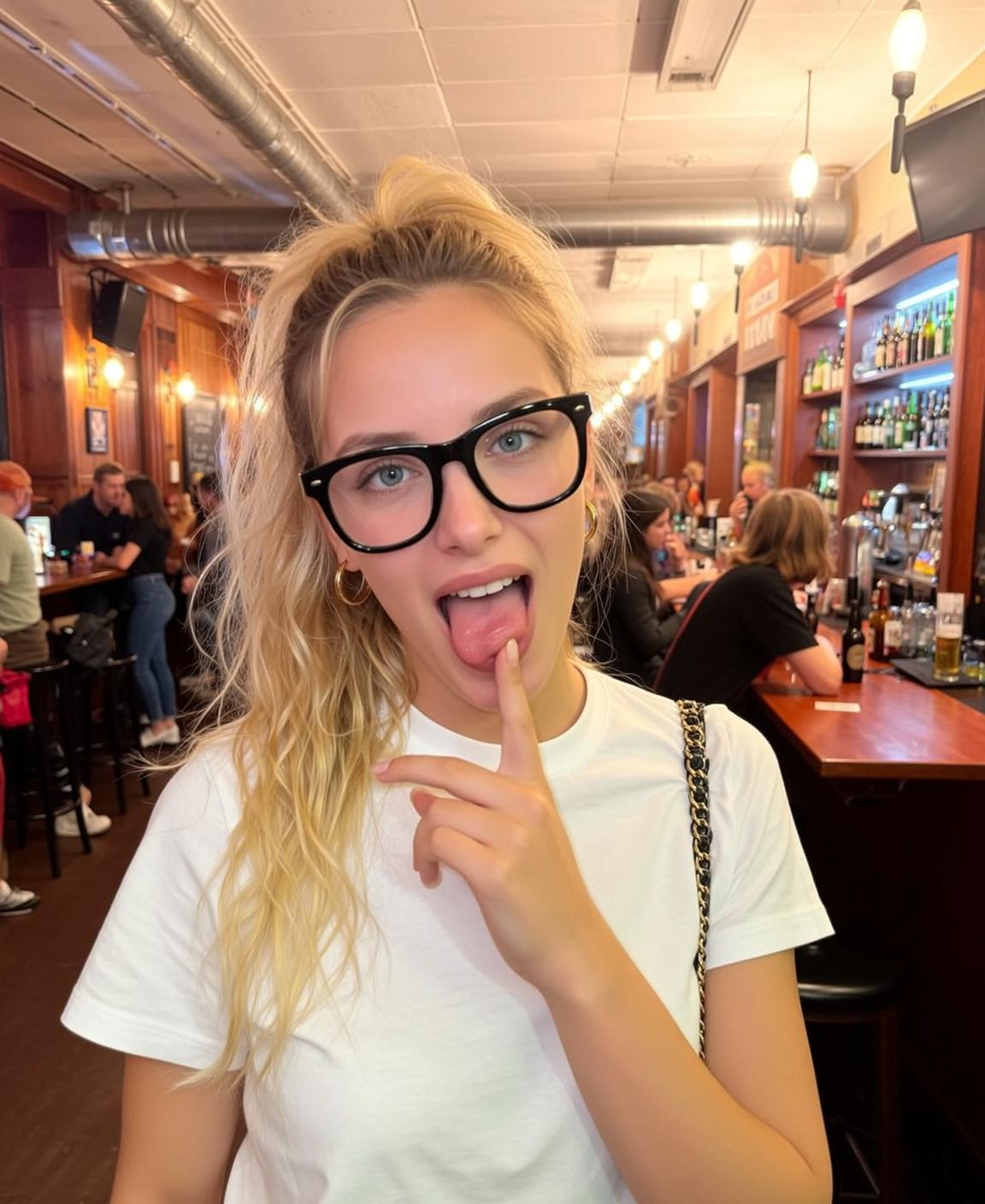 Explore Facing Playful Expression Sticking Her Tongue