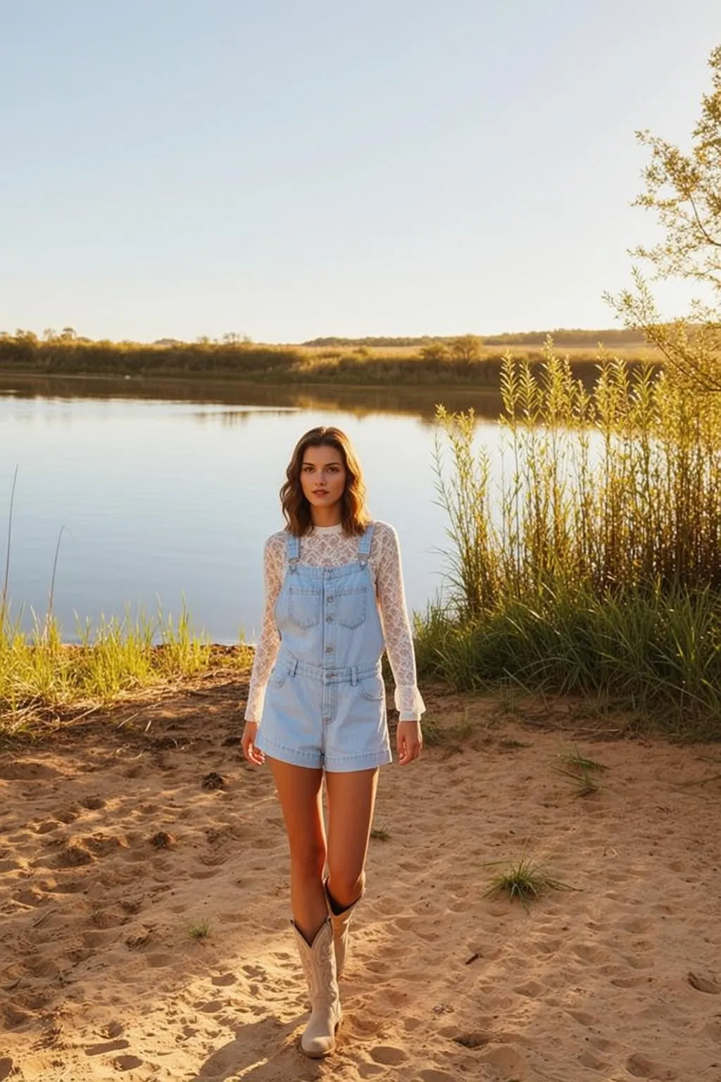 Lace Top Denim Overalls Field