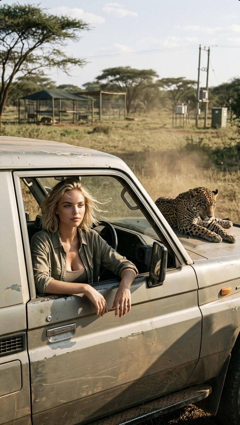 Safari Vehicle Leopard Driver Warm Natural Light