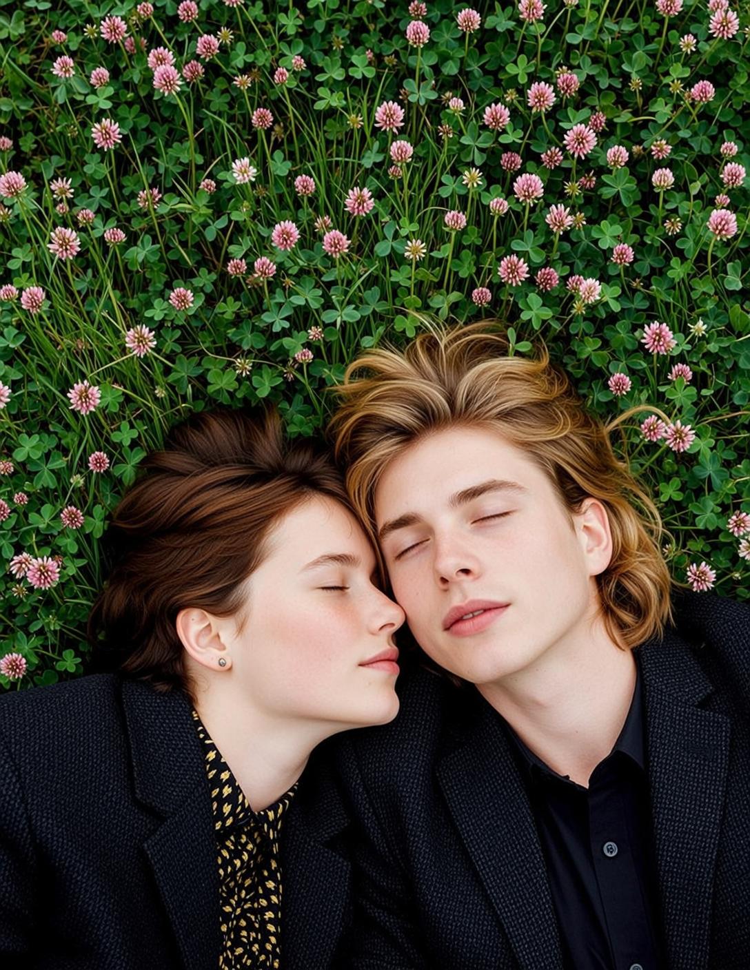 Explore Top-down Close-up Captures Two Individuals Lying