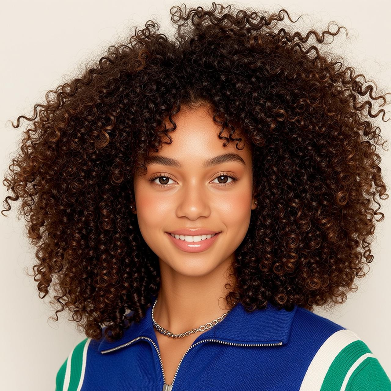 Hair Salon Young Dark Brown Voluminous Curly