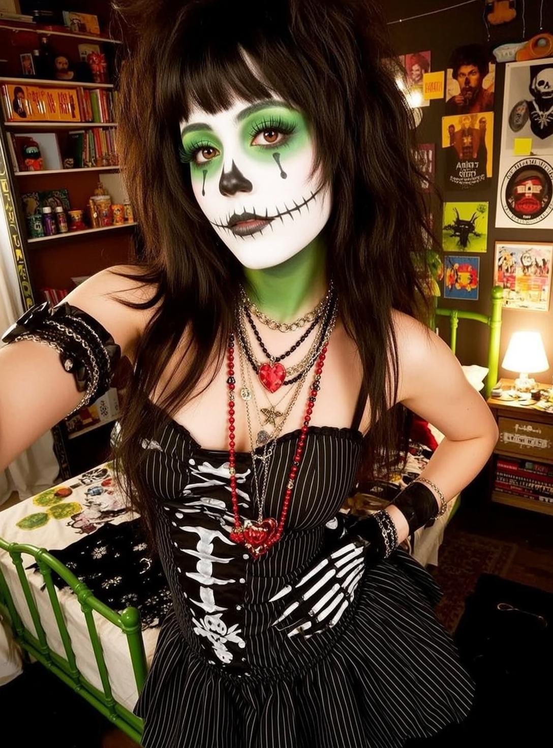 Halloween Makeup Young Skull Dark Brown Choppy