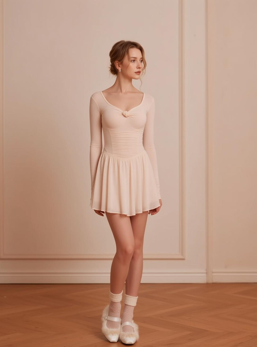 Balletcore Young Blonde Updo Fair Long-sleeved Ruched