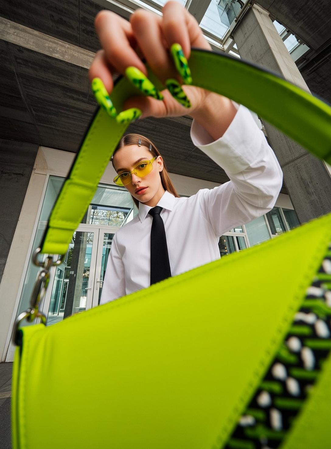 Green Handbag Modern Building