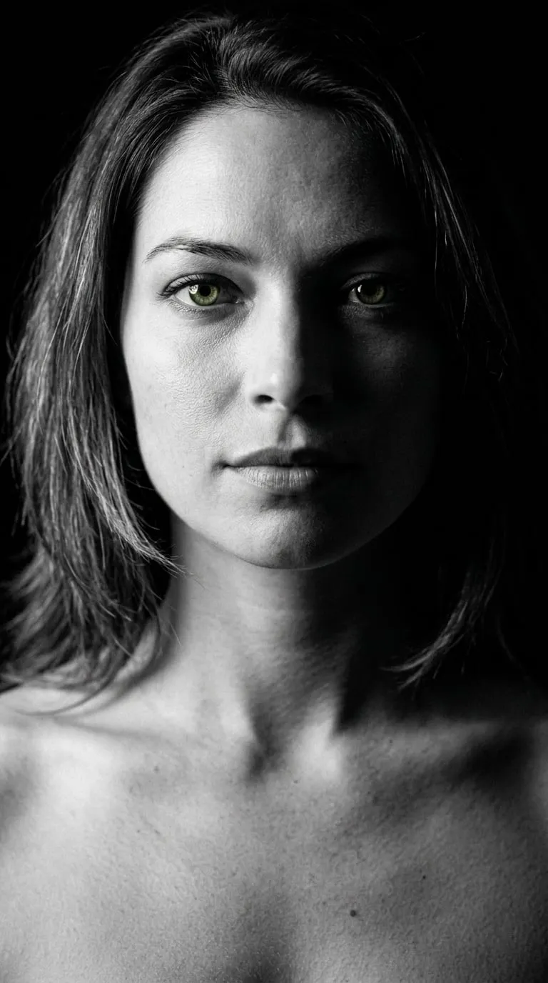 Split Lighting Green Eyes Monochrome