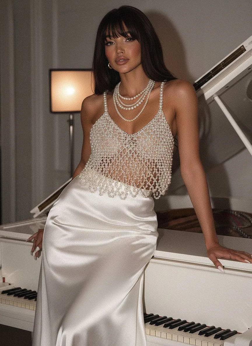 Necklace With Satin Top