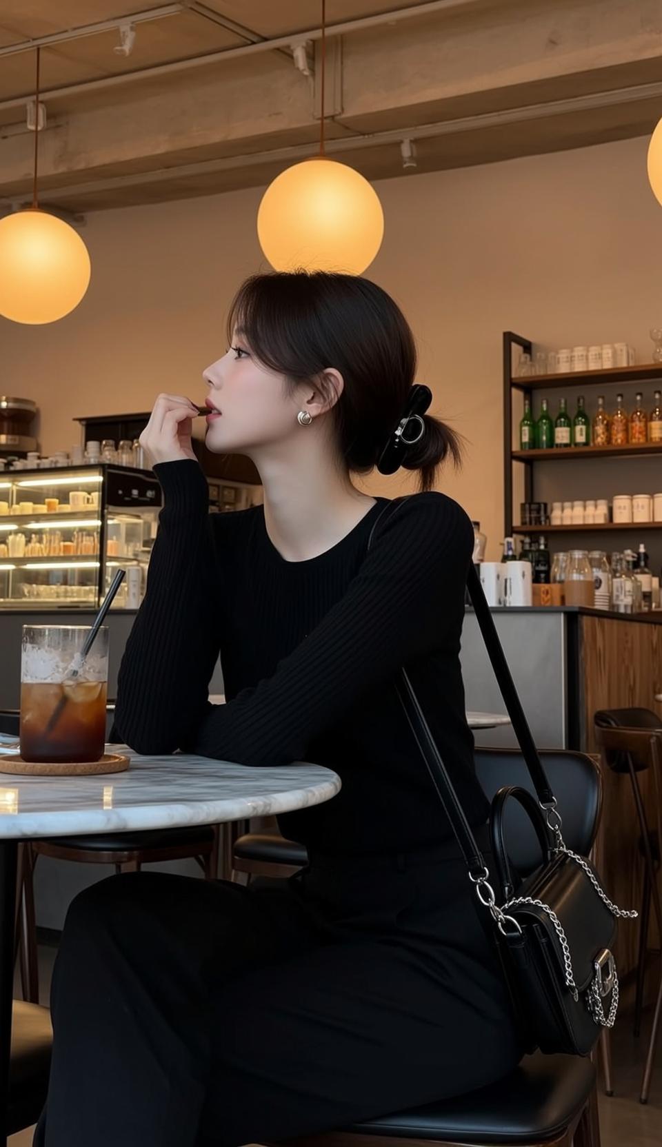 Explore Seated Marble-topped Table Cafe Facing Left