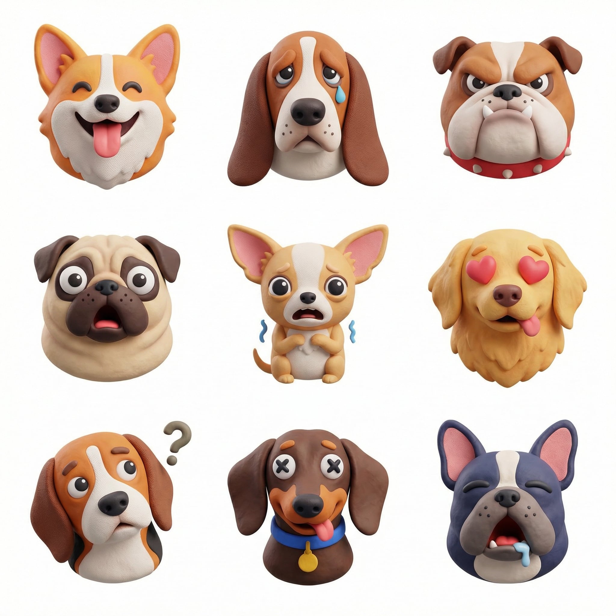 Colorful 3d Icons Dogs Cats Bananas January
