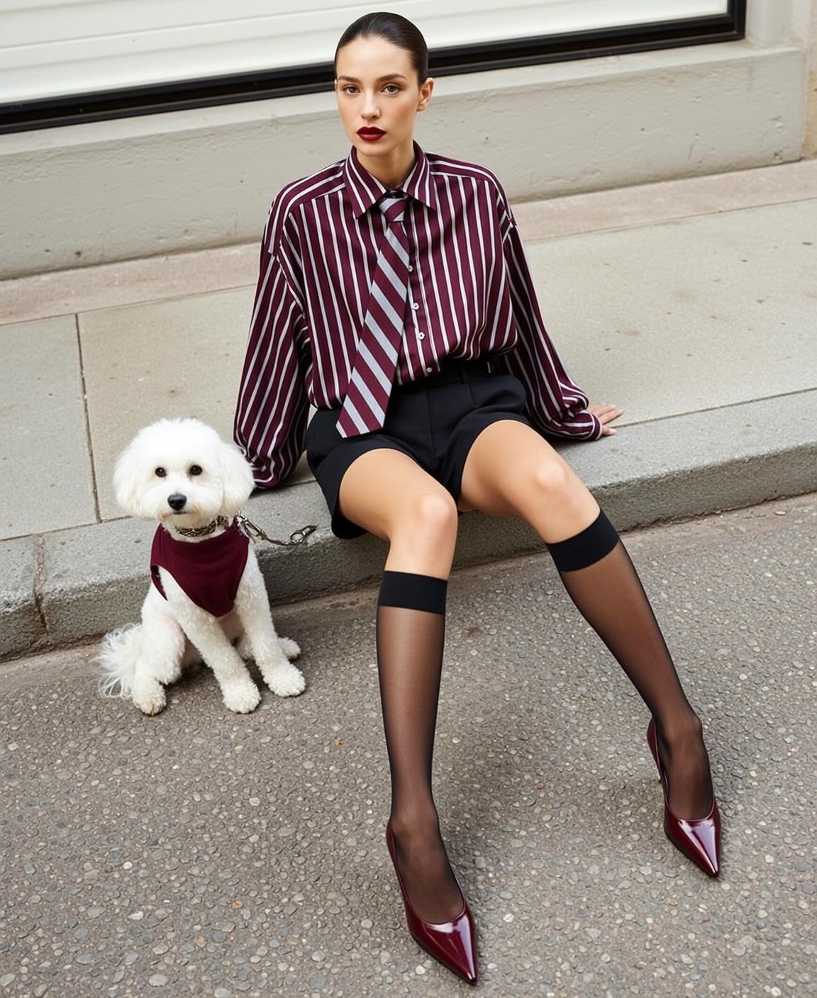 Striped Shirt Curbside Dog
