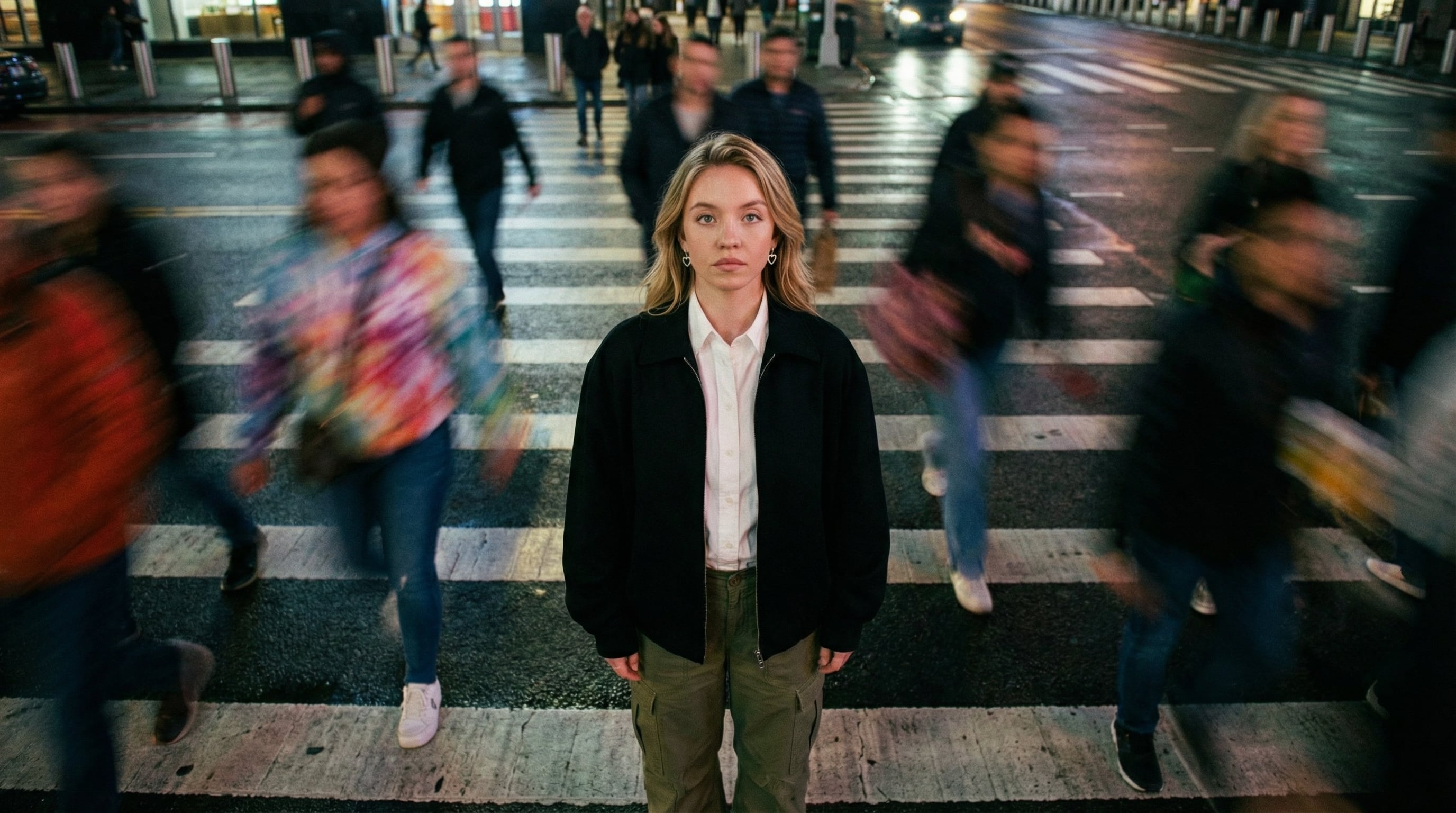Overhead City Crosswalk Stillness Portrait