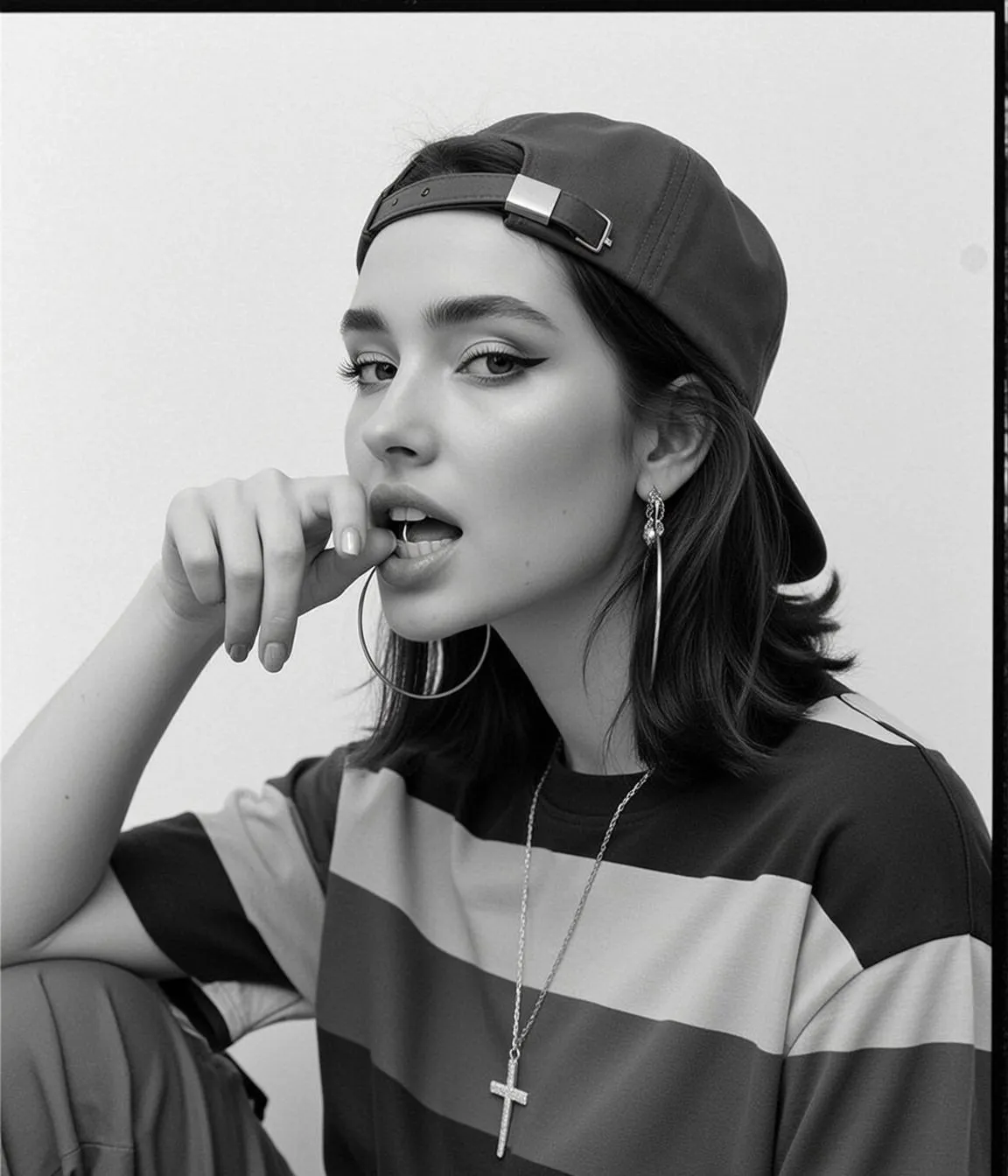 Piercings Makeup Earrings And Necklace In Fashion Portrait