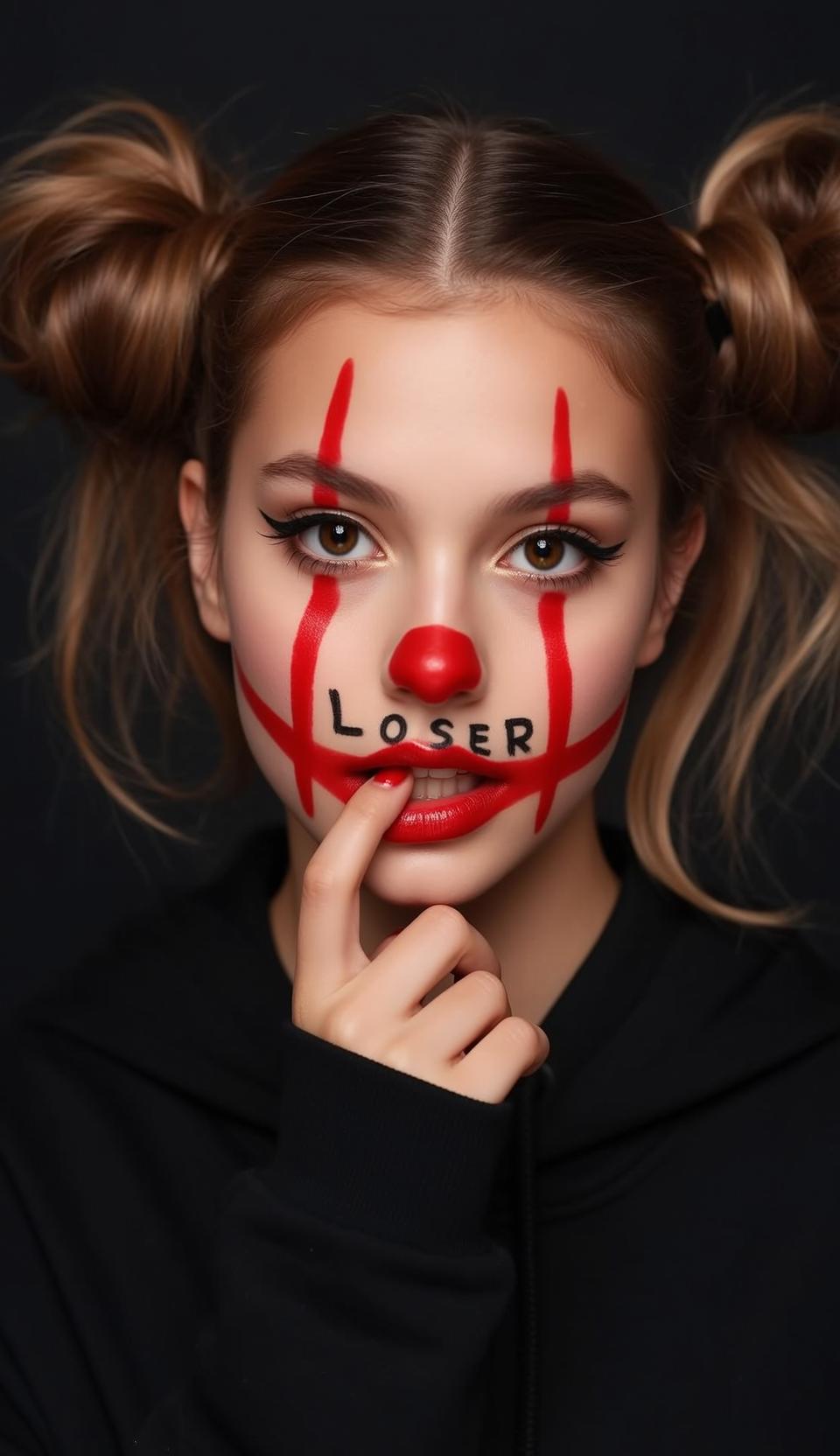 Halloween Makeup Young Clown Blonde Tied Two