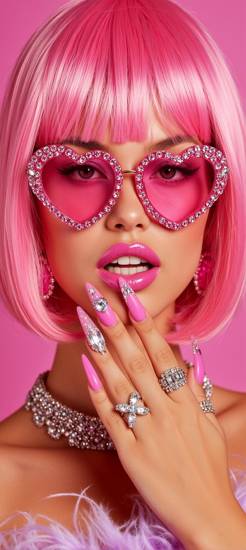 Feather Boa Pink Studio Portrait