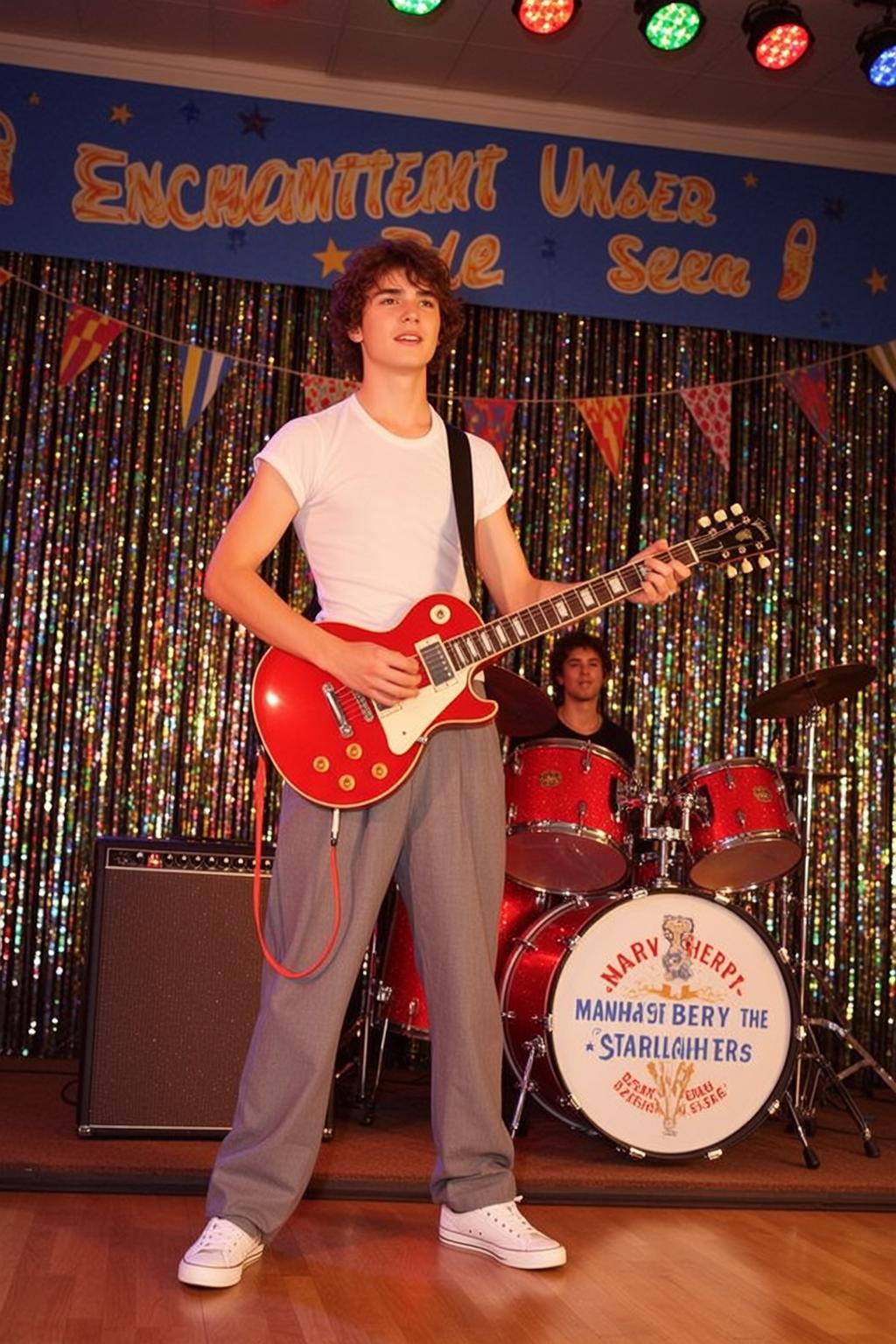 Red Guitar Stage Portrait