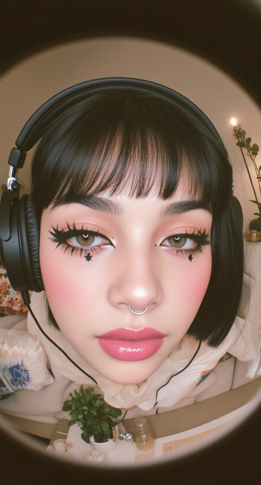 Fisheye Young Short Black Bob Bangs Fair