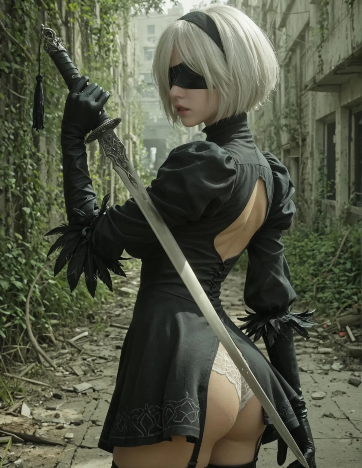Gothic Dress Post Apocalyptic Alley Katana Soft Light